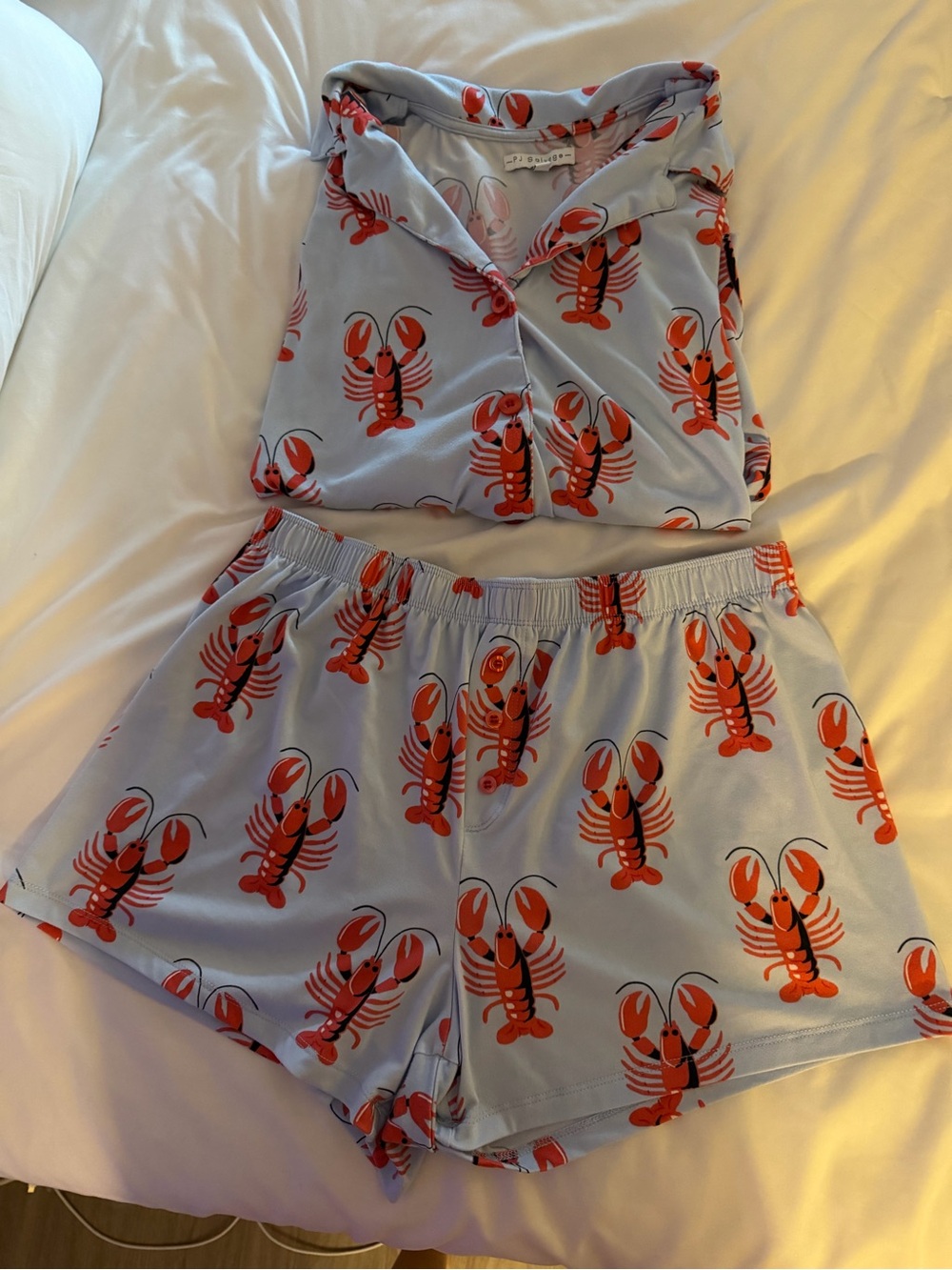 PJ Salvage Lobster Pajama Set Button Up Top & Shorts
